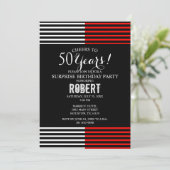 ブラック&レッドサプライズ誕生日パーティーの招待状 招待状 (スタンド正面)