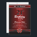 ブラック&レッドサプライズ21st誕生日パーティー 招待状<br><div class="desc">白い鮮やか文字とリボンと弓を特徴とする赤と黒のサプライズ21赤と白歳の誕生日パーティの招待状。この招待の詳細を自分のイベントに置き換えて、お客様の誕生日に最適なサプライズパーティーの招待を作成する。</div>