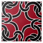 ブラック&レッドシックケルト結び目模様シームレスパターンタイル タイル (正面)