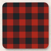 ブラック&レッドジンガムバッファロープラ市松模様にイド コースター (正面)