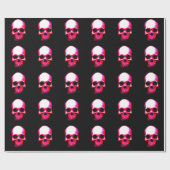 ブラック&レッドスカルクリスマスラッピング紙 ラッピングペーパー (フラット)