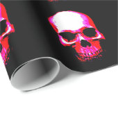 ブラック&レッドスカルクリスマスラッピング紙 ラッピングペーパー (ロールコーナー)