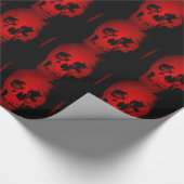 ブラック&レッドスカルクリスマスラッピング紙 ラッピングペーパー (角)