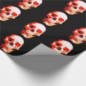 ブラック&レッドスカルクリスマスラッピング紙 ラッピングペーパー (角)