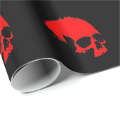 ブラック&レッドスカル ラッピングペーパー (ロールコーナー)