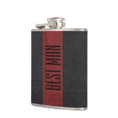 ブラック&レッドステッチフェイクレザー花婿介添人 フラスク (左)