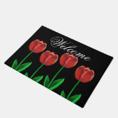 ブラック&レッドチューリップへようこそ ドアマット (アングル)