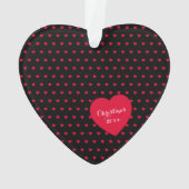 ブラック&レッドハートキーパーソナライズされたプス オーナメント (裏面)