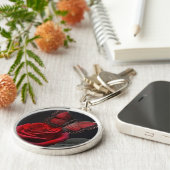 ブラック&レッドバタフライとバラ キーホルダー (側面)