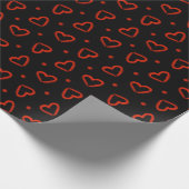 ブラック&レッドバレンタインデーハート ラッピングペーパー (角)