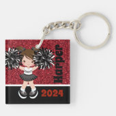 ブラック&レッドパーソナライズされたチアリーティングキーチェーン キーホルダー (裏面)