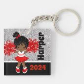 ブラック&レッドパーソナライズされたチアリーティングキーチェーン キーホルダー (裏面)