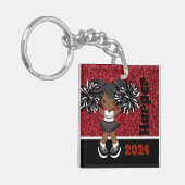 ブラック&レッドパーソナライズされたチアリーティングキーチェーン キーホルダー (正面左)