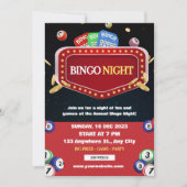 ブラック&レッドビンゴナイトパーティー招待状 招待状 (正面)