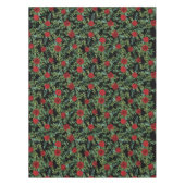 ブラック&レッドピーニーバラフローラ結婚ズ テーブルクロス (正面)