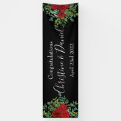 ブラック&レッドピーニー&バラフローラ結婚ズ 横断幕 (縦)