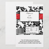 ブラック/レッドフローラダマスクウェディングキャンディーラッパー (正面/裏面)