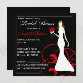 ブラック&レッドブライダルシャワーの招待 招待状 (正面/裏面)