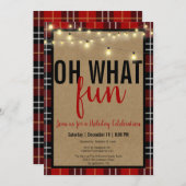 ブラック&レッドプレイドチェックおもしろいホリデーパーティー招待状 シーズンカード (正面/裏面)