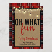 ブラック&レッドプレイドチェックブラウンクラフトタイポグラフィ シーズンカード (正面/裏面)