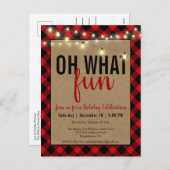 ブラック&レッドプレイドチェッ素朴クホリデーパーティー シーズンポストカード (正面/裏面)