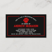 ブラック&レッドポープリントミニ卒業招待状 名刺 (正面)