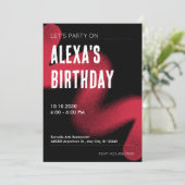 ブラック&レッドモダンアグランジモダンート誕生日 招待状 (スタンド正面)