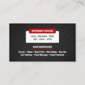 ブラック&レッドモダン理容師ショップポール美容師 名刺 (裏面)