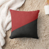 ブラック&レッドレザー幾何学的デザイン クッション (ブランケット)