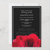 ブラック&レッドローズホワイトフレーム結婚式招待状 招待状 (正面)