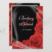ブラック&レッドローズ結婚式招待状 招待状 (正面/裏面)