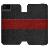 ブラック&レッドヴィンテージレザーテクスチャ INCIPIO iPhoneウォレットケース (フォリオ Open)