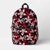 ブラック/レッド印刷バックパックのアロハハワイ模様 プリントバックパック (正面)