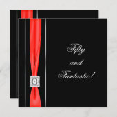 ブラック・レッド女性ズクラシー50thバースデーパーティー 招待状 (正面/裏面)