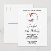 ブラック&レッド日本のコイフィッシュペア誕生日 インビテーションポストカード (正面/裏面)