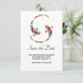 ブラック&レッド日本のコイフィッシュペア誕生日 セーブザデート (スタンド正面)