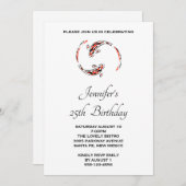 ブラック&レッド日本のコイフィッシュペア誕生日 招待状 (正面/裏面)