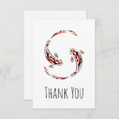 ブラック&レッド日本のコイフィッシュペア サンキューカード (正面/裏面)