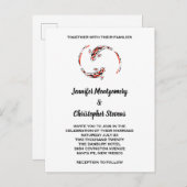 ブラック&レッド日本のコイフィッシュペ結婚ーズ インビテーションポストカード (正面/裏面)