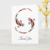 ブラック&レッド日本のコイフィッシュ芸術的ありがとう カード (黄色い花)