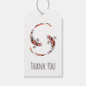 ブラック&レッド日本のコイフィッシュ芸術的ありがとう ギフトタグ (正面)