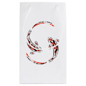 ブラック&レッド日本のコイフィッシュ芸術的ありがとう スモールペーパーバッグ (裏面)