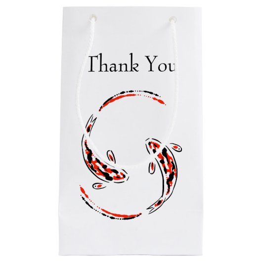 ブラック&レッド日本のコイフィッシュ芸術的ありがとう スモールペーパーバッグ (正面)