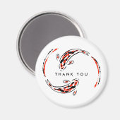 ブラック&レッド日本のコイフィッシュ芸術的ありがとう マグネット (正面/裏面)