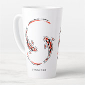 ブラック&レッド日本のコイフィッシュ芸術的ラテマググ カフェラテマグ (左アングル)