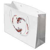 ブラック&レッド日本のコイフィッシュ芸術的誕生日 ラージペーパーバッグ (裏面アングル)