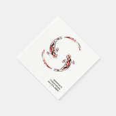 ブラック&レッド日本のコイフ芸術的ィッシュ結婚ズ スタンダードカクテルナプキン (角)