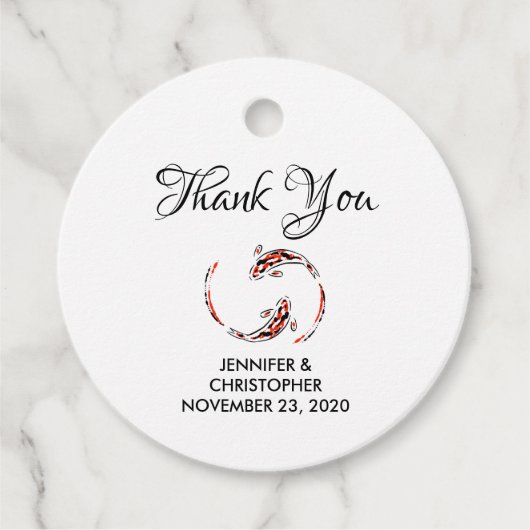 ブラック&レッド日本のコイフ芸術的ィッシュ結婚ズ フェイバータグ (正面)