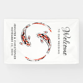 ブラック&レッド日本のコイフ芸術的ィッシュ結婚ズ 横断幕