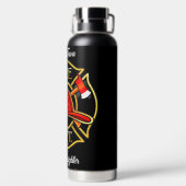 ブラック&レッド消防エンブレム ウォーターボトル (背面)